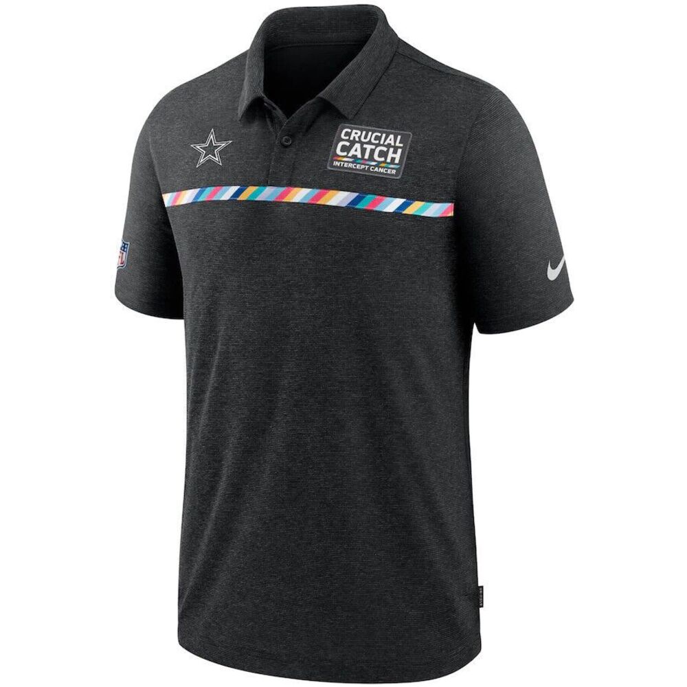 Nike Men's Small‎ Dallas Cowboys NFL Polo Shirt Black Cancer Crucial Catch